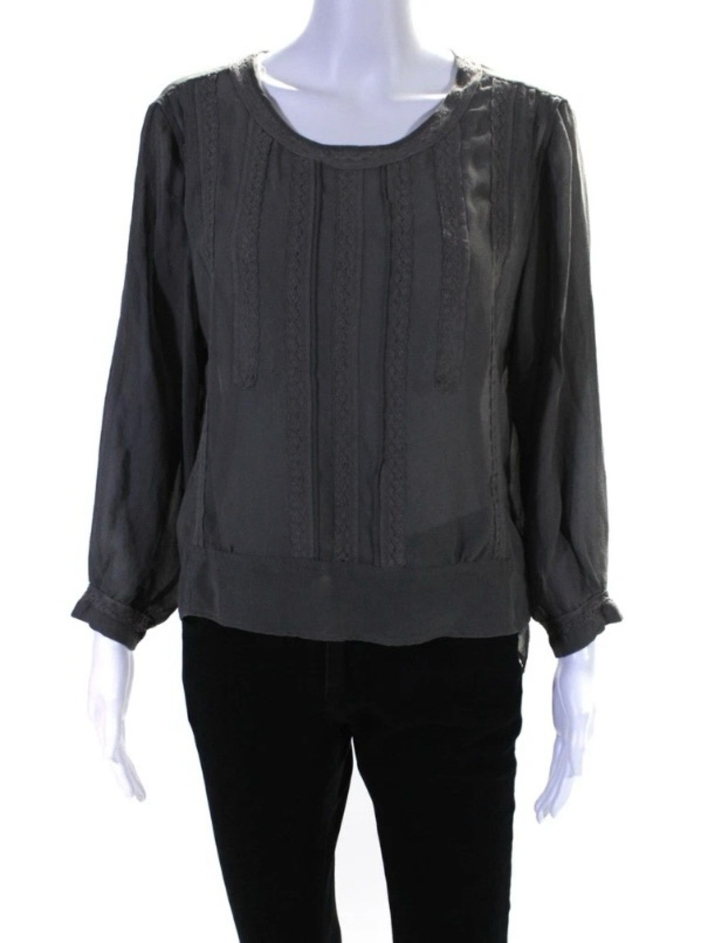 Baum Und Pferdgarten 100% Silk Sheer Blouse Charcoal Gray Size  EU 42